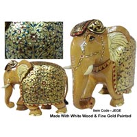 Wooden Gold Leaf Painted Elephent
