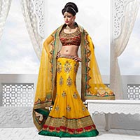 Yellow Net Lehenga Choli