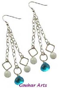 Aqua Stone Silver Earrings