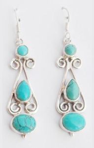 Turquosie Cab Ear Ring-EERC-0011