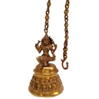 Temple Hanging Brass Bell with Goddess LaKshmi by Aakrati
