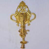 Wall hanging Diya with lord Ganesh and bell made in brass metal