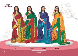 Plain Border Uniform Saree