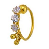 Hand Crafted Cz Setting Gold Nose Ring