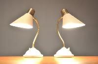 white metal lamps