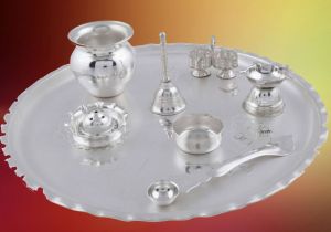 silver plated pooja thali