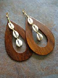 shell earrings and wooden earring.