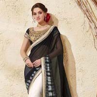 Versatile Black Georgette On Net Designer Saree