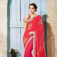 Versatile Red Georgette Designer Saree