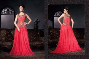 Versatile Red Georgette Gown Style Anarkali Suit