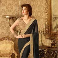 Vivid Georgette Patch Border Work Designer Saree