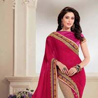 Voluptous Magenta Georgette Saree