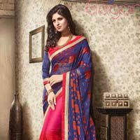 Wealthy Blue Brasso Georgette Designer Saree