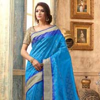 Whimsical Light Blue Tussar Silk Saree