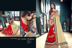 Wise Red Georgette On Fancy Net Designer Saree