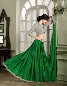 Wonderous Green French Crepe Saree