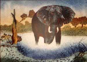 Wild Elephant Gemstone Painting