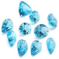 Blue Topaz Concave Cut Precious Stone