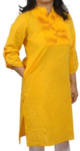 Sunny Yellow Magnificent Pleats Roll-Up Sleeves Corporate Kurta