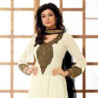 White Designer Churidar Kameez