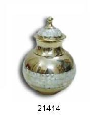 Mother of Pearl Brass Urn