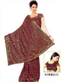 Embroidered Saree - Chocolaty