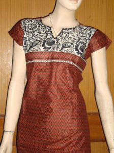 Rust Printed Cotton Kurti