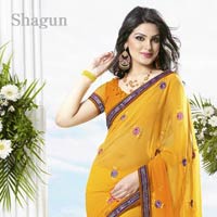 Yellow Georgette Saree