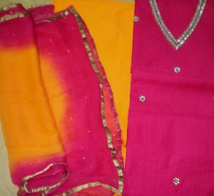 Cotton Chanderi Fuchia Suit