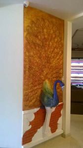 peacock wall mural in fiberglass