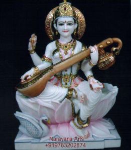 Marble Saraswati Mata Statue