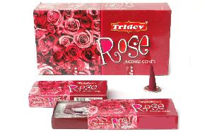 Tridev Rose Incense Cones 12 Packs Box