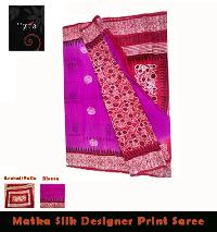 Matka Silk Block Printed Saree