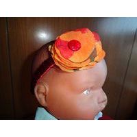 Orange Coloured Hairband with Beautiful Red Beed