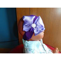 Satin Bow with White Bead Hairband