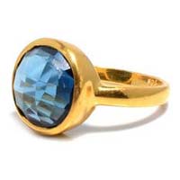 Gold plated Blue topaz Gemstone Ring