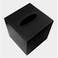 Black Leatherette Tissue Box Cover