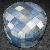 recycled denim poufs