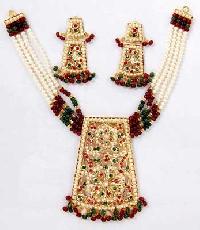 Stone Studded Necklace Set (Pearl Ruby & Emral)