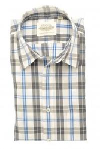 Smart Grey and Blue Check Shirt