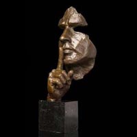 Brass Silent Man Face Statue