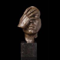 Brass Thinking Man Face Statue
