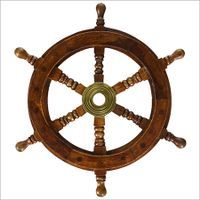 Nautical Ship Wheel Brown Wood