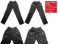 Boys Jet Black Cotton Wrinkled Pants