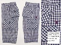 Navy Blue Cotton Checks Capri