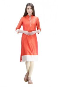 Chanderi Self Long Kurta