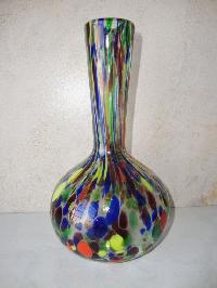 multi colored glass flower vases