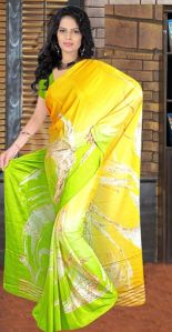 yellow ,green color pretty saree