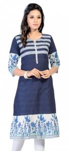 The Blue White Cotton Craze Long Tunic for Women