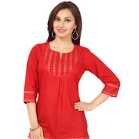 Wed Me Red Short Cotton Designer Short Tunic Top for Women